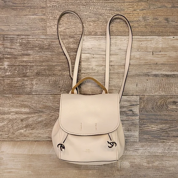 Coach | Bags | Coach Cream Leather Mini Derby Backpack  display picture 1